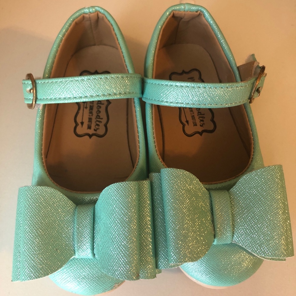 Mint shimmer bow shoes toddler